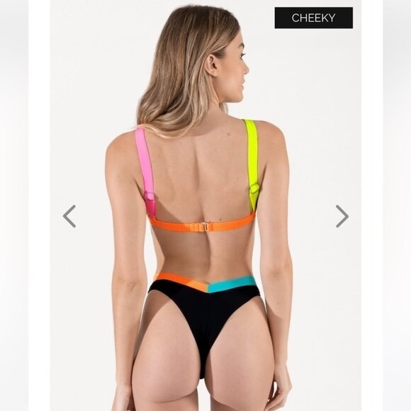 NWT OneOne Swimwear SET Bikini Nassau Black Multi Jesse Kameron Cheeky New Color - Picture 4 of 9